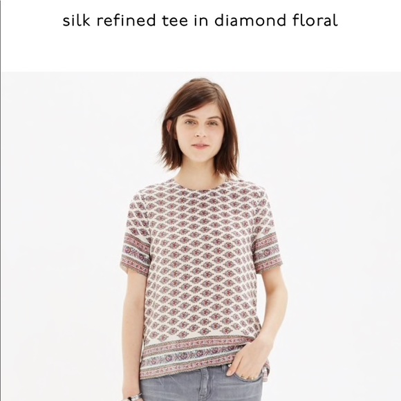 Madewell silk refined tee in diamond print - Picture 2 of 6